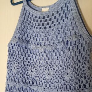 Baby Girls Crochet Baby Blue Toddler Dress 18-24mo to 2T EUC